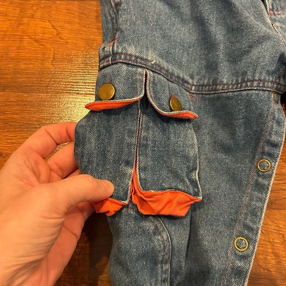 Vintage Tow Away Zone Denim Overalls Toddler 18 Months 90’s 80’s Snap Closure